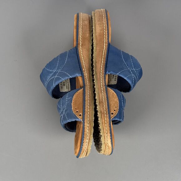 ACORN Comfort On Earth Soft Fabric‎ & Leather Double Strap Slide Sandals Size W6 - Picture 11 of 12